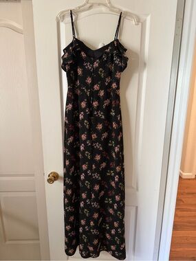 B. Darlin Size 7/8 Black Floral Maxi Dress